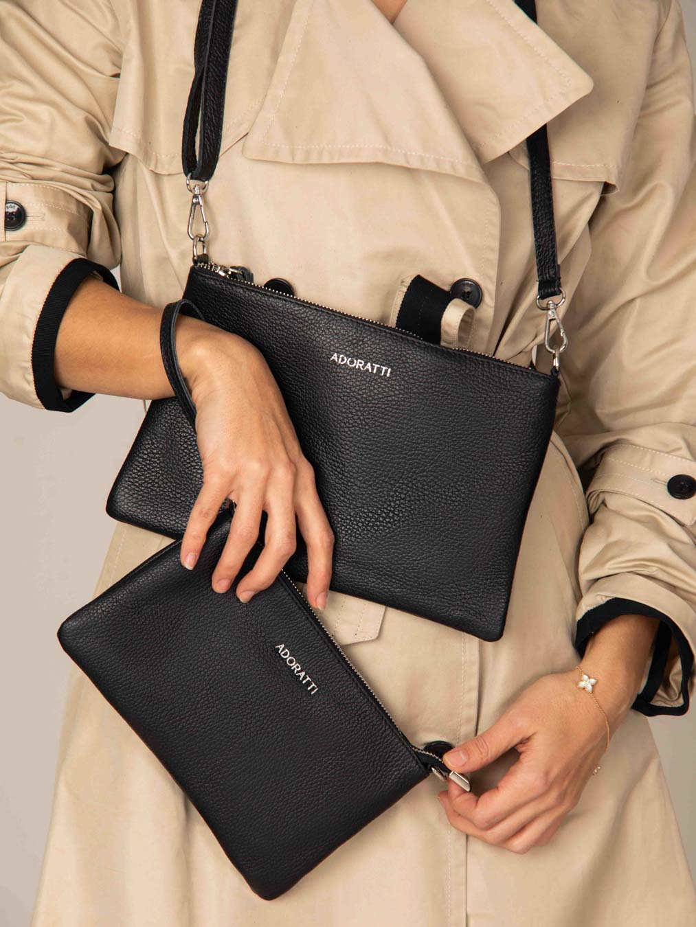 Eleganza Duo-Size Leather Clutch