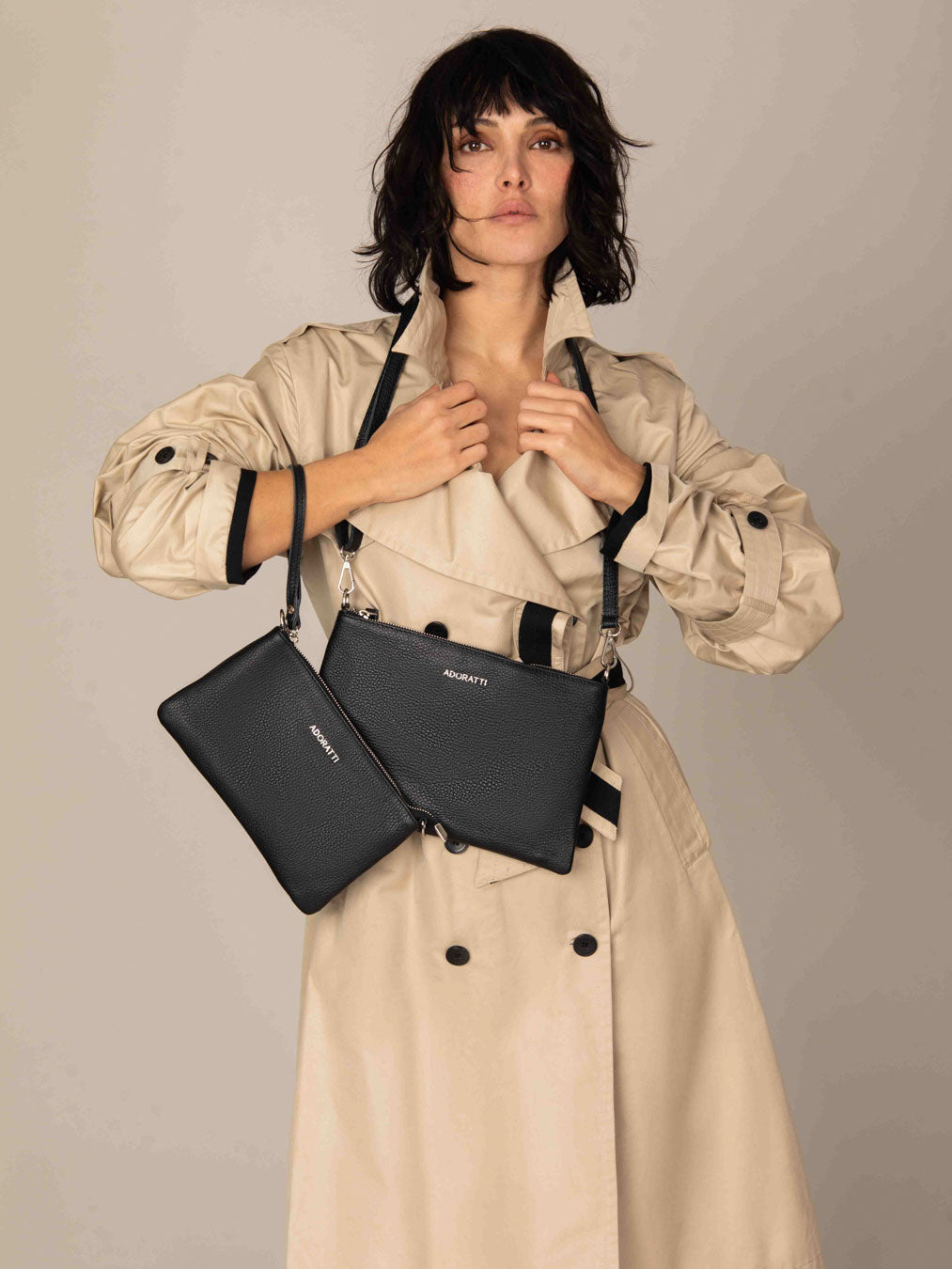 Eleganza Duo-Size Leather Clutch