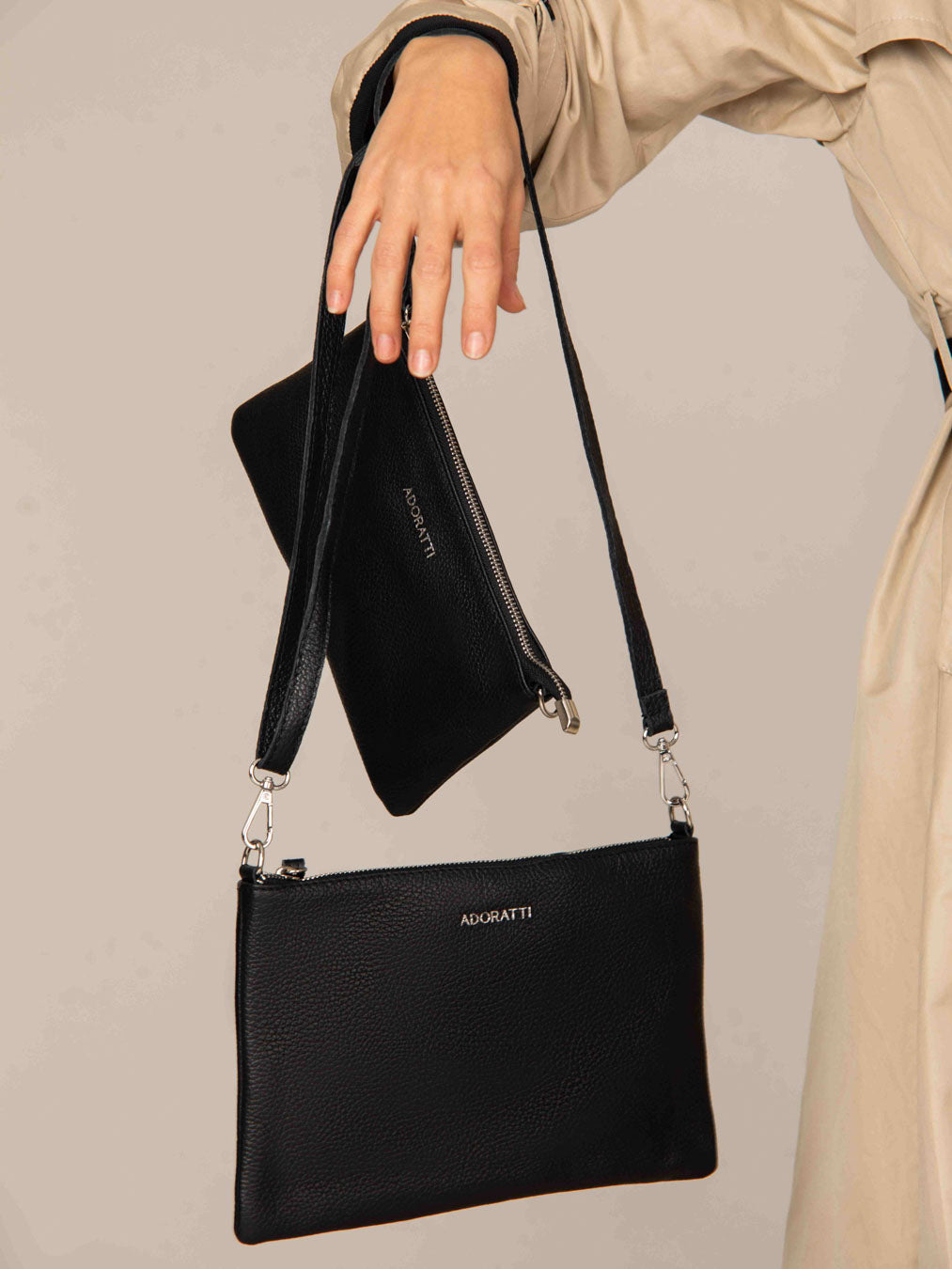 Eleganza Duo-Size Leather Clutch