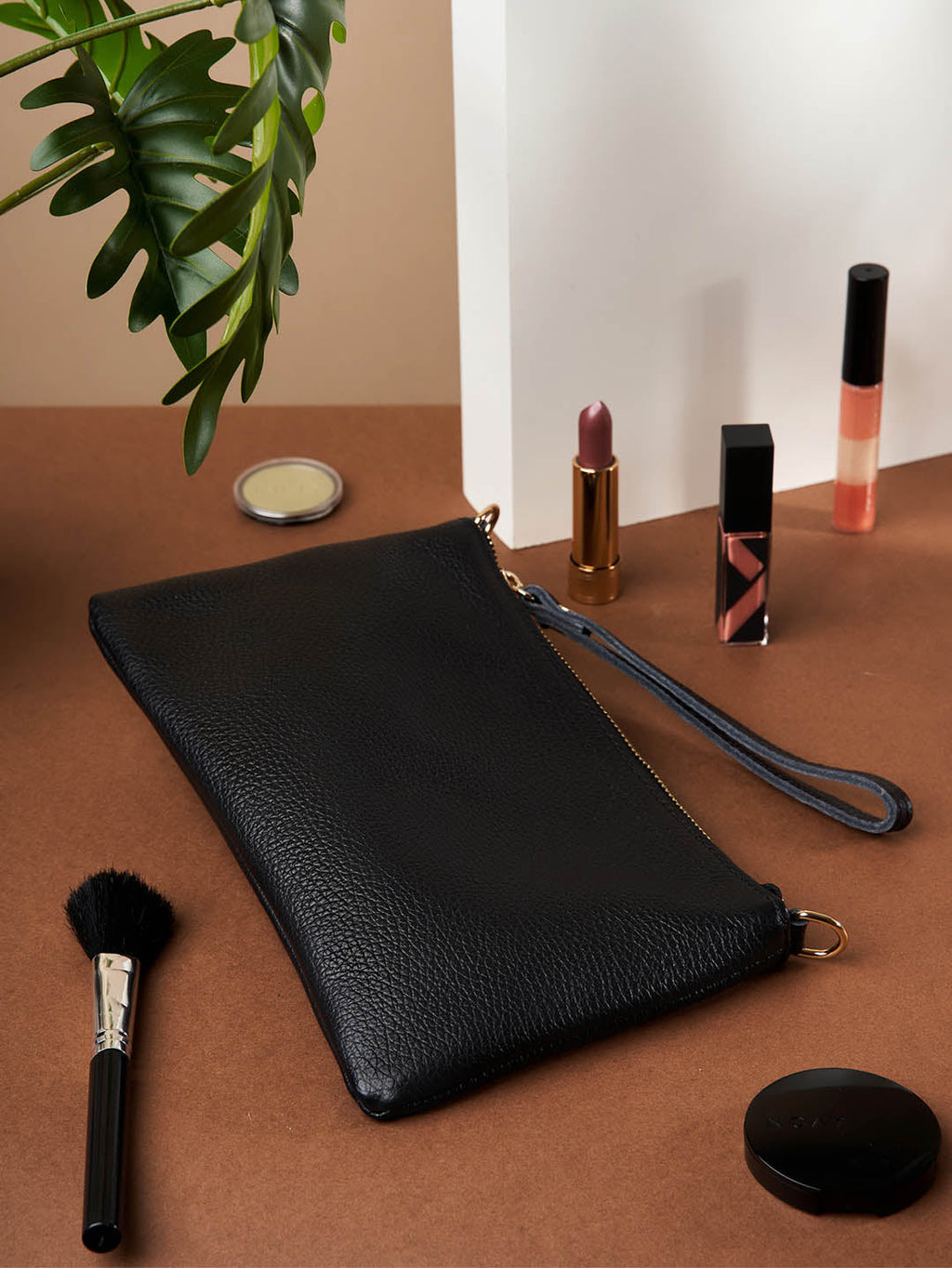 Eleganza Duo-Size Leather Clutch