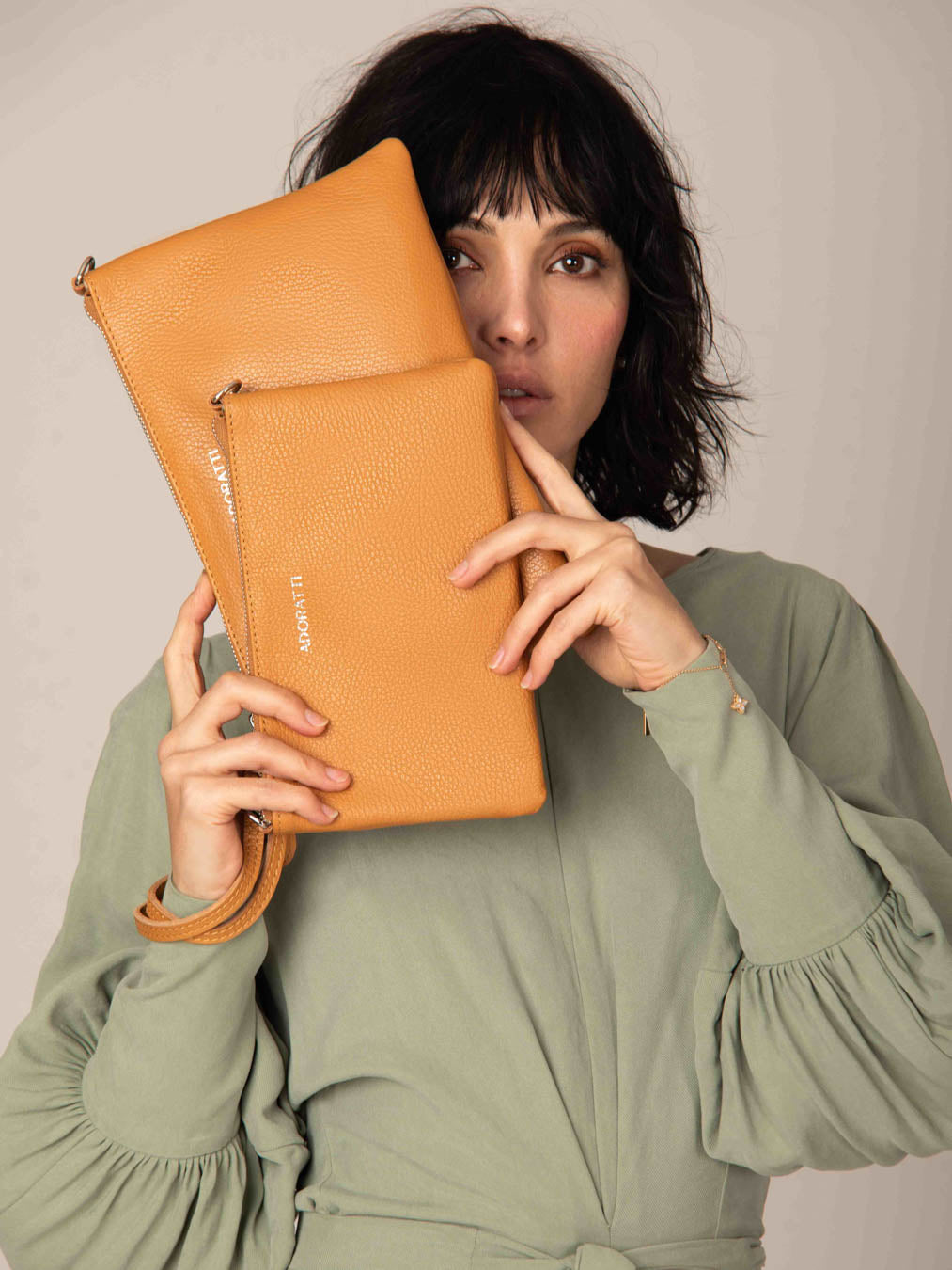 Eleganza Duo-Size Leather Clutch